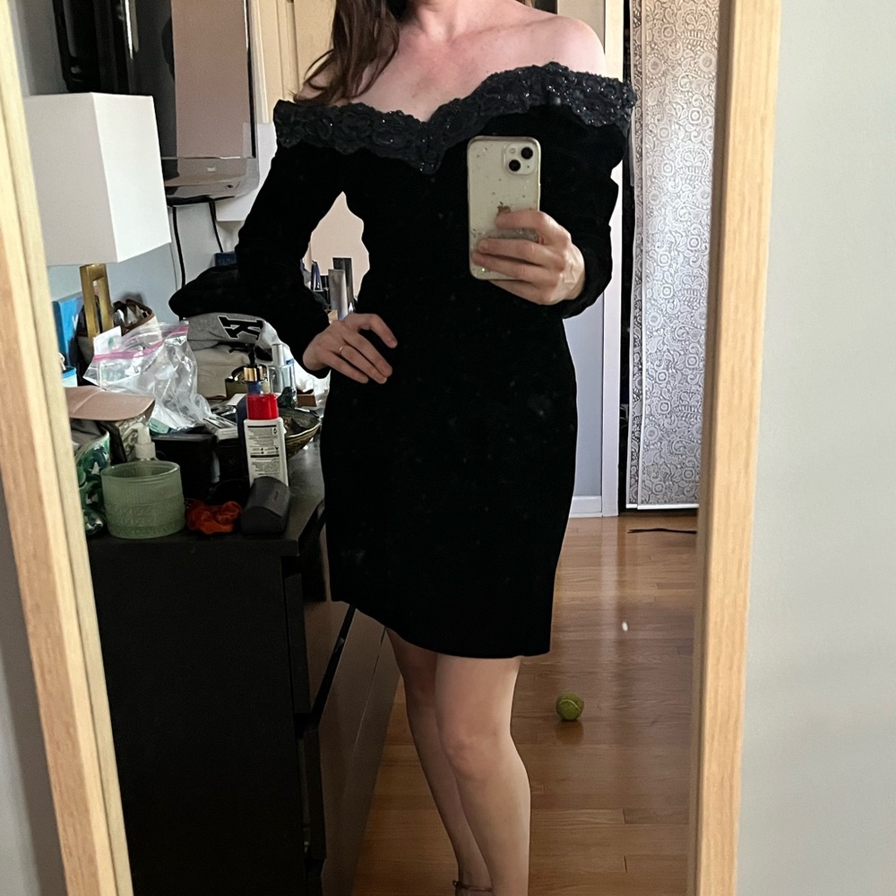 Vintage 90s black velvet dress